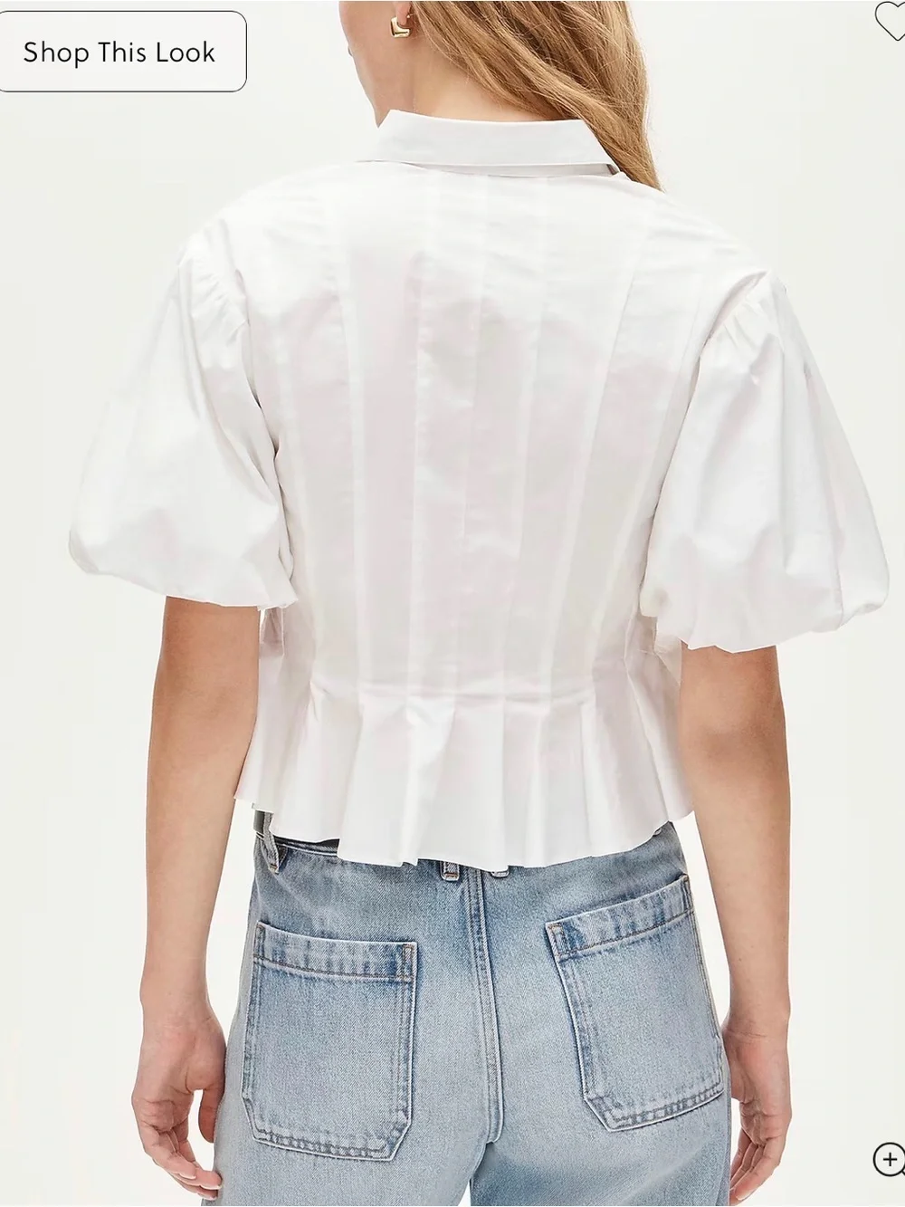 Puff-sleeve button-up shirt